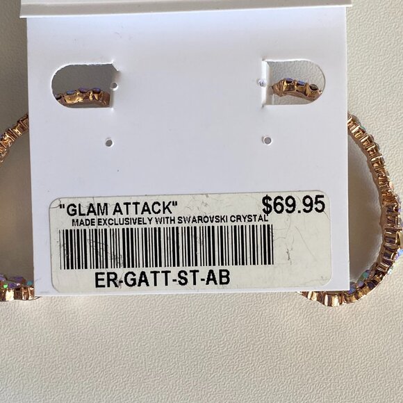 FAC Swarovski Crystal Rose Gold Tone C Hoop Earrings - Picture 9 of 10